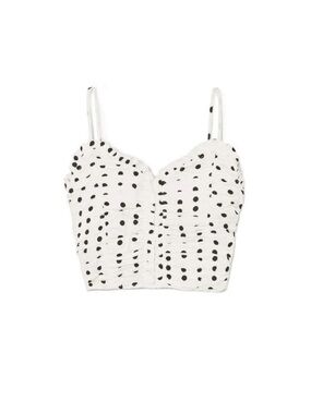Maje Paris Polka Dot Ruched Cami Top White Black | Size 1